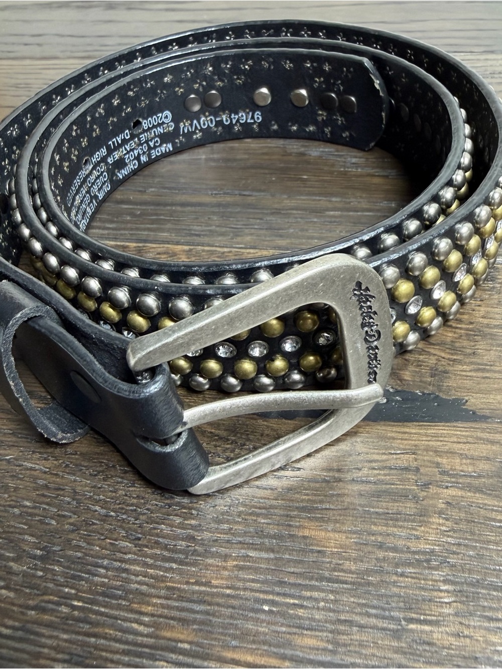 Harley-Davidson Women’s StuddedRhinestone Leather Belt Size M Black